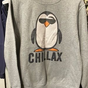Vintage Chillax penguin sweatshirt in Heather grey size medium